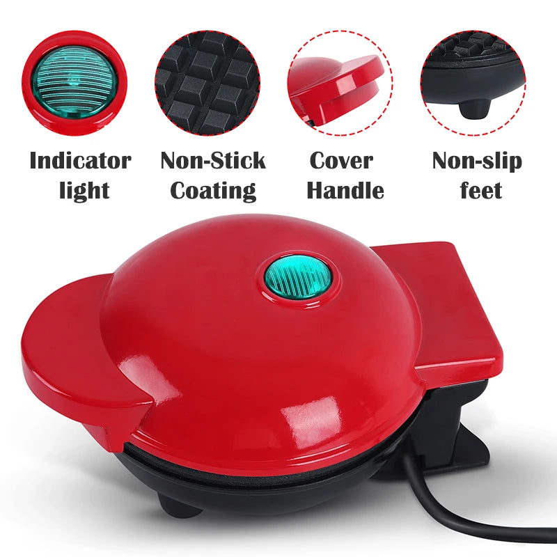 Round Non-Stick Electric Mini Waffle Maker Machine