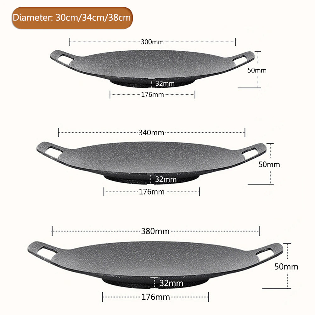 Oil Frying Pan Non-Stick BBQ Pan Grill Multi-Purpose Cooking Pans Induction Cooker round Kitchen Bakeware Household Tools