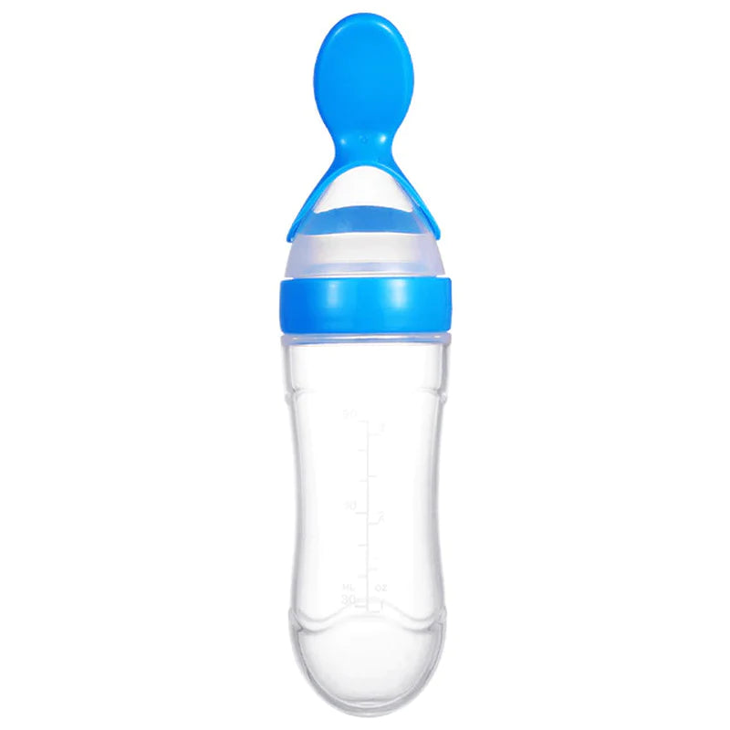 Silicone Newborn Baby Feeding Bottle with Squeezing Feature: Training Spoon for Infant Cereal and Food Supplement, Safe and Reliable Tableware Tools