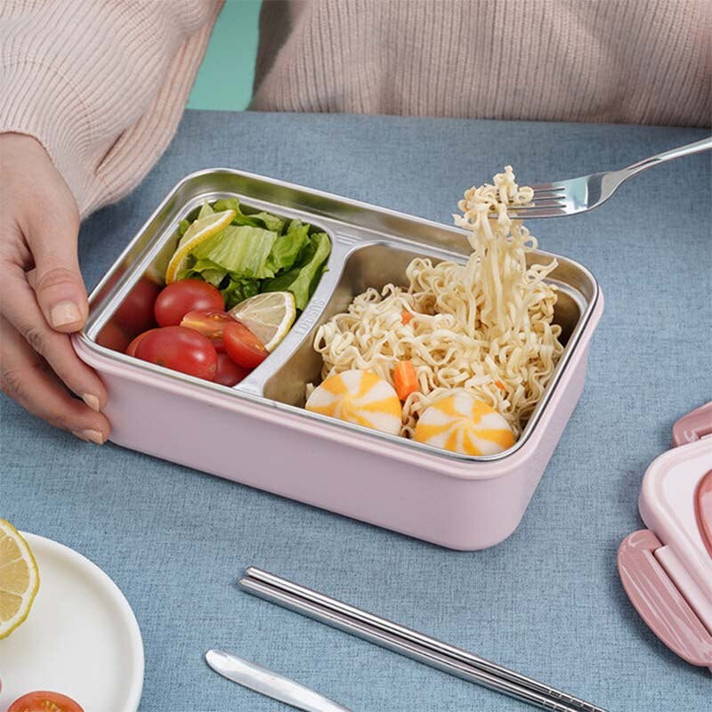 Microwave Lunch Box Dinnerware Food Storage Container Children Kids School Office Portable Bento Box 304 Stainless Steel PP