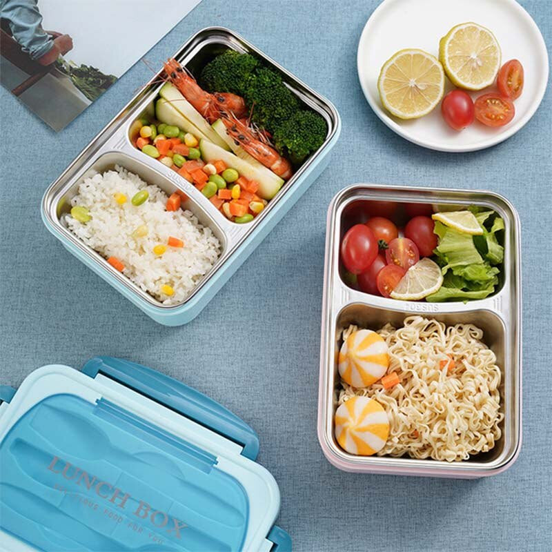 Microwave Lunch Box Dinnerware Food Storage Container Children Kids School Office Portable Bento Box 304 Stainless Steel PP