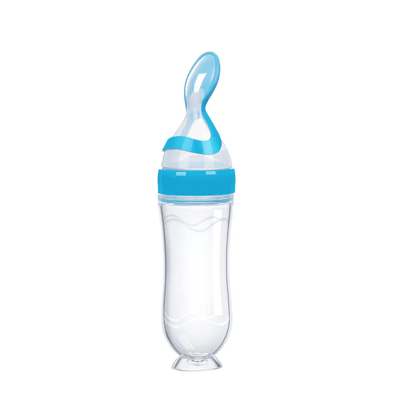 Silicone Newborn Baby Feeding Bottle with Squeezing Feature: Training Spoon for Infant Cereal and Food Supplement, Safe and Reliable Tableware Tools