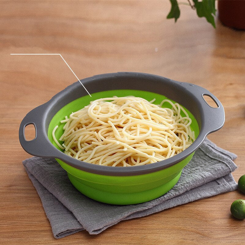 Foldable Strainer Fruit Vegetable Silicon Washing Basket Strainer Colander Dish Drainer Colander Drainer Kitchen Storage Tool