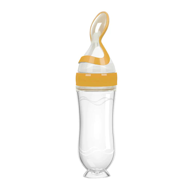 Silicone Newborn Baby Feeding Bottle with Squeezing Feature: Training Spoon for Infant Cereal and Food Supplement, Safe and Reliable Tableware Tools