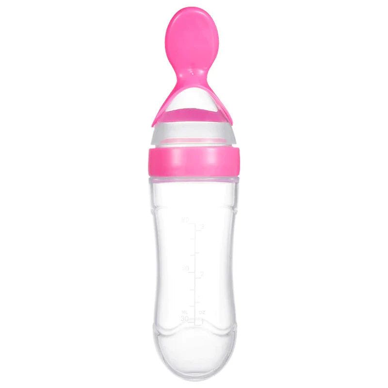 Silicone Newborn Baby Feeding Bottle with Squeezing Feature: Training Spoon for Infant Cereal and Food Supplement, Safe and Reliable Tableware Tools