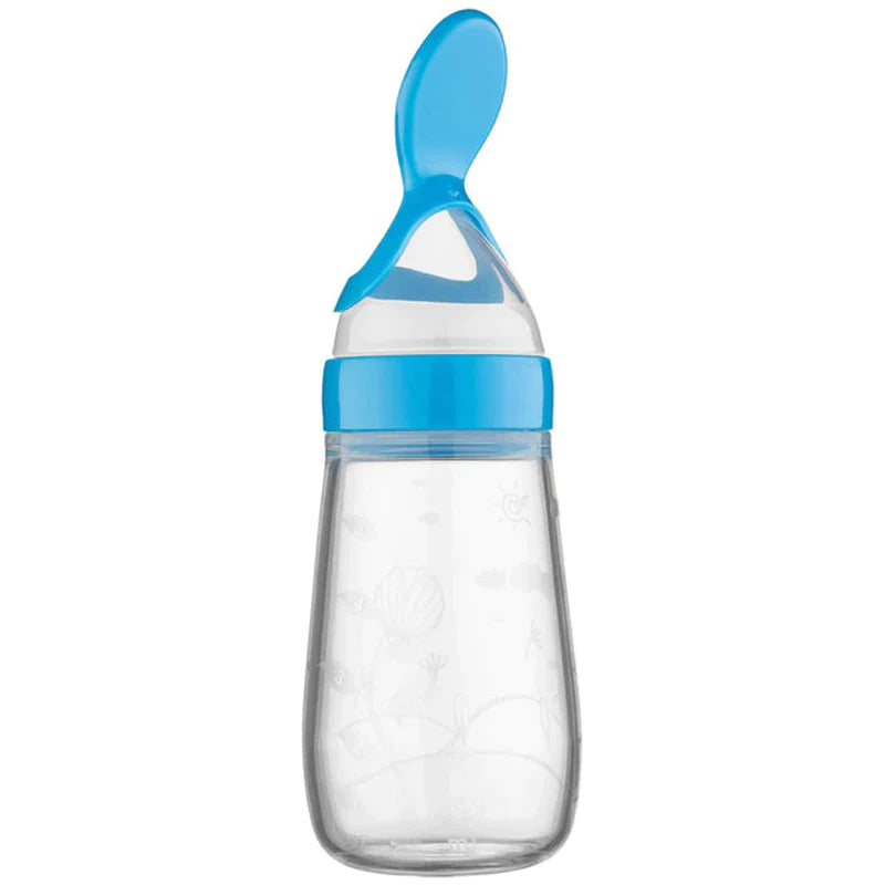 Silicone Newborn Baby Feeding Bottle with Squeezing Feature: Training Spoon for Infant Cereal and Food Supplement, Safe and Reliable Tableware Tools