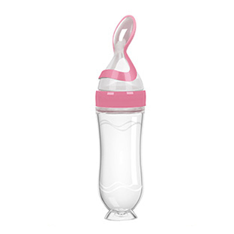 Silicone Newborn Baby Feeding Bottle with Squeezing Feature: Training Spoon for Infant Cereal and Food Supplement, Safe and Reliable Tableware Tools