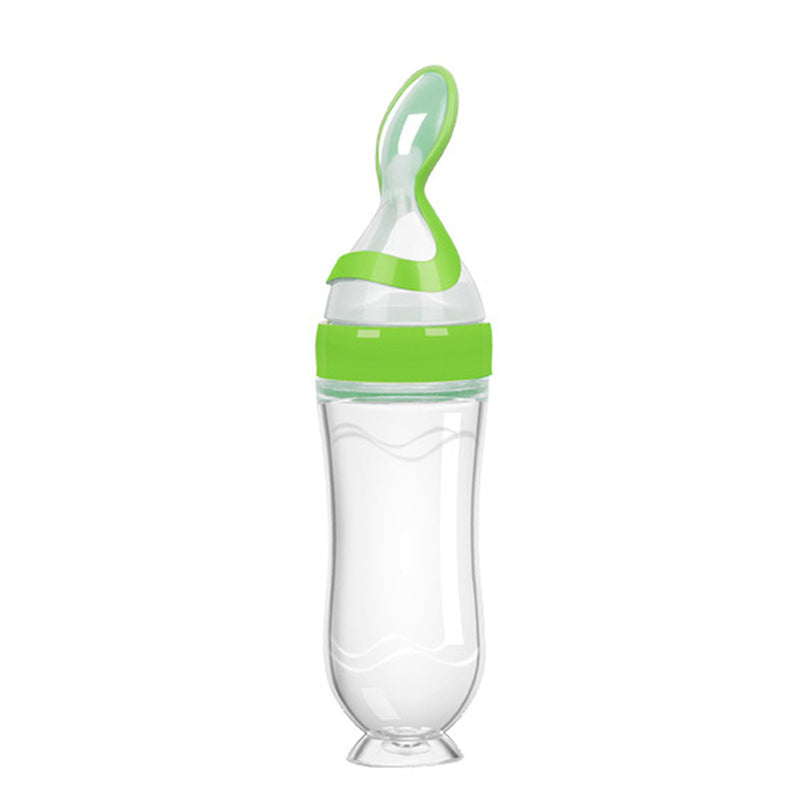 Silicone Newborn Baby Feeding Bottle with Squeezing Feature: Training Spoon for Infant Cereal and Food Supplement, Safe and Reliable Tableware Tools