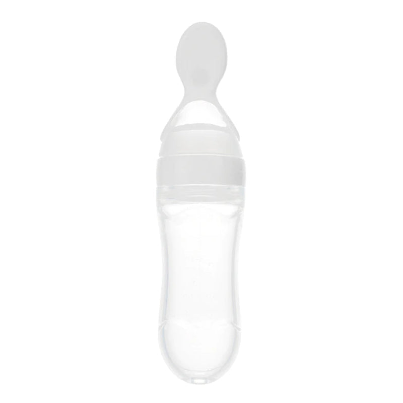 Silicone Newborn Baby Feeding Bottle with Squeezing Feature: Training Spoon for Infant Cereal and Food Supplement, Safe and Reliable Tableware Tools